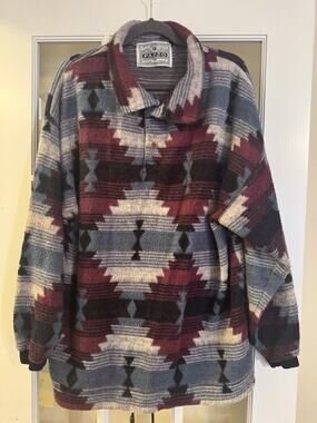 Vintage Pazzo Southwestern Fleece Pullover Aztec Geometric Sweatshirt Men’s XL